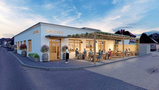 Ein Blick in die nahe Zukunft: So wird das neue Gasthaus der Gemeinde aussehen. (Bild: Projektentwicklung Burgenland GmbH)