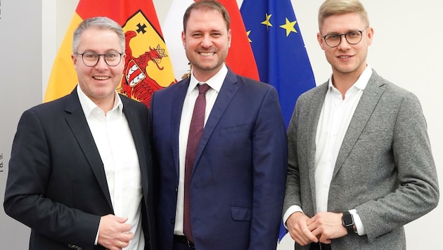 Türkises Trio: Klubobmann Markus Ulram, Landesparteichef Christian Sagartz und Landesgeschäftsführer Patrik Fazekas. (Bild: ÖVP Burgenland)
