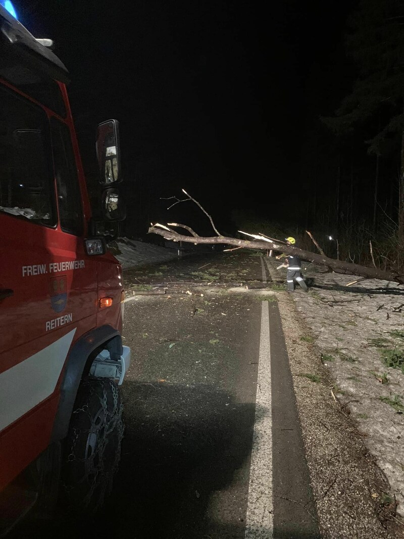 Die Feuerwehr Reitern stand in der Nacht auf Freitag im Unwettereinsatz. (Bild: Feuerwehr Reitern)