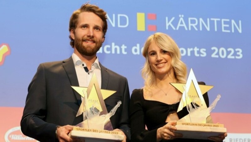 Marco Schwarz und Anna Gasser kürten sich zu „Kärntens Sportlern des Jahres 2023“ (Bild: Kuess)