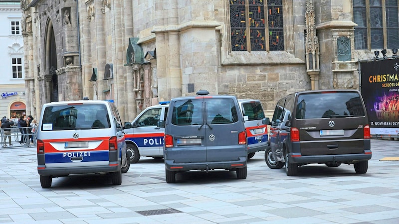 Polizeieinsatz beim Stephansdom (Bild: Peter Tomschi, Krone KREATIV)