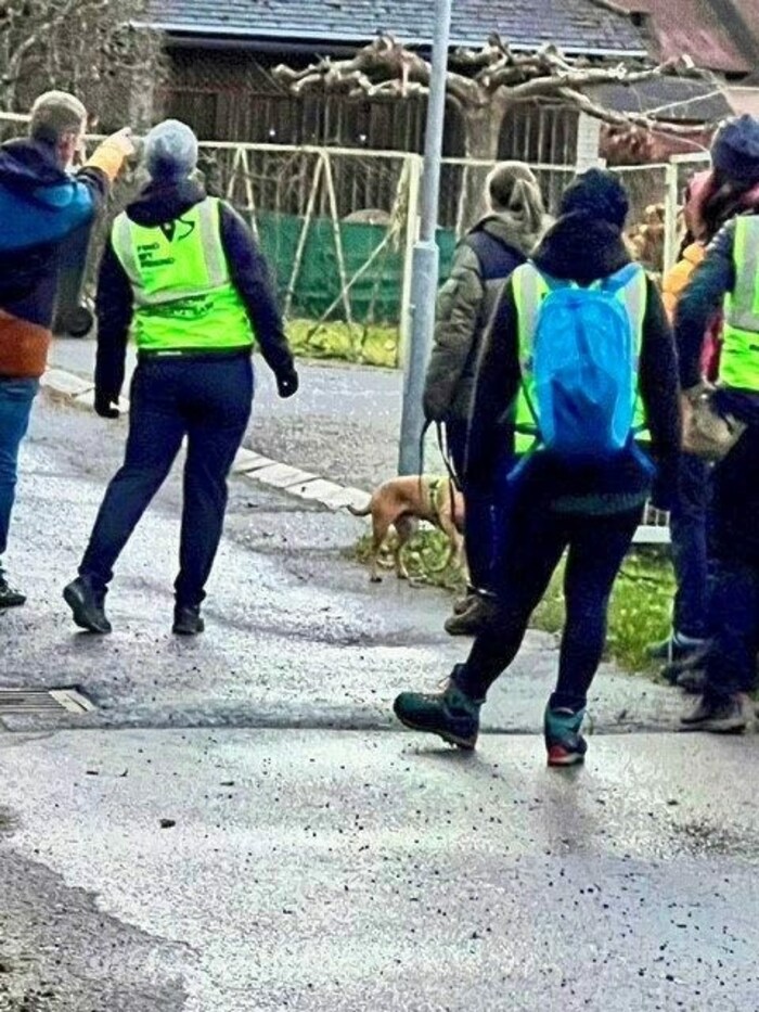 Die Suchhundestaffel bei der Arbeit: Der Suche nach „Yeni“.