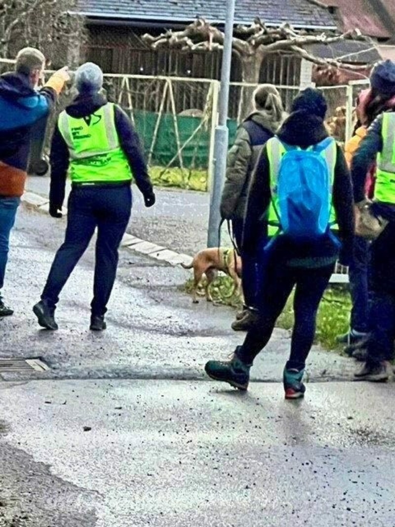 Die Suchhundestaffel bei der Arbeit: Der Suche nach „Yeni“. (Bild: zVg)