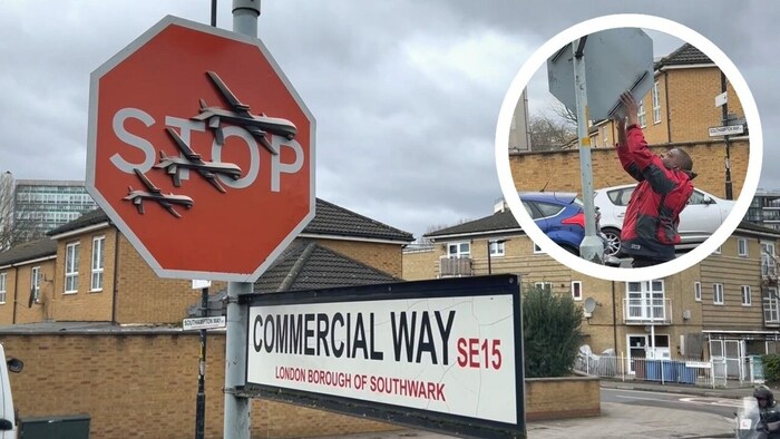 Mit seinem neuen Werk setzt Banksy ein Zeichen gegen den Einsatz von Drohnen.