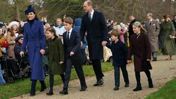 William und Kate mit Charlotte, George, Louis und Mia Tindall, der Tochter von Williams Cousine Zara Tindall (v.l.n.r.) (Bild: AP)