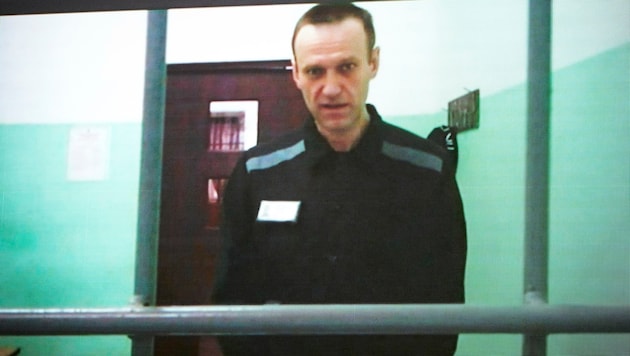 Alexei Navalny, who died on Friday, at one of his many court hearings last year (Bild: ASSOCIATED PRESS)