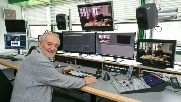 Reinhart Grundner im Schnittraum des ORF-Landesstudios