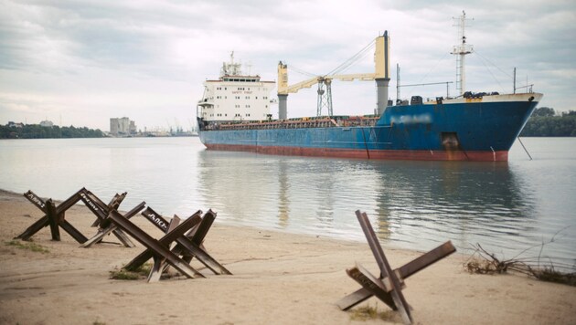 Ein Frachter in der Donau (Archivbild) (Bild: AFP , Krone KREATIV)