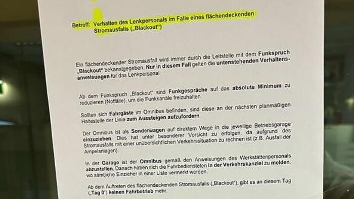 Diese Weisung hängt in den Garagen der Wiener Linien und richtet sich an alle Busfahrer.