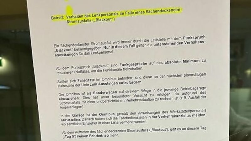 Diese Weisung hängt in den Garagen der Wiener Linien und richtet sich an alle Busfahrer. (Bild: zur Verfügung gestellt)