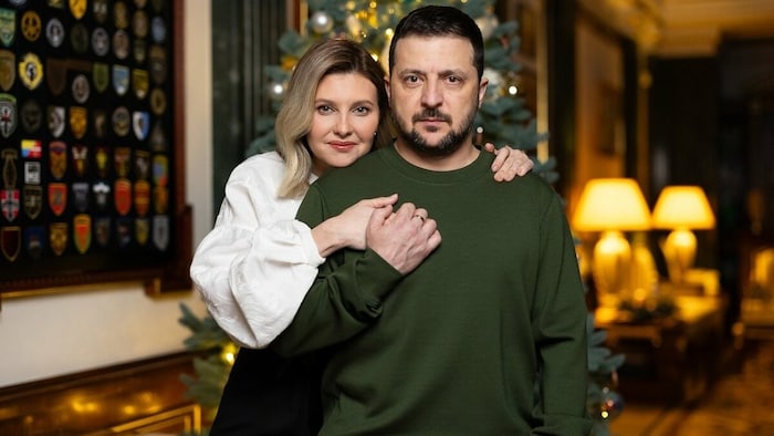 Der ukrainische Präsident mit Ehefrau Olena Selenska