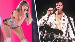 Taylor Swift versus Elvis Presley: Sie die Königin der US-Hitparade, er ist der König des Rock 'n‘ Roll.   (Bild: picturedesk, Krone KREATIV)