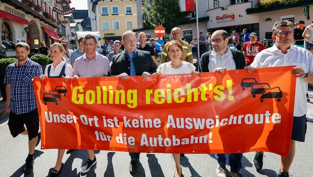 Bereits im Sommer 2021 gingen die Gollinger auf die Straße (Bild: Tschepp Markus)