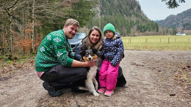 Die Urlauberfamilie konnte ihren Hund wieder in die Arme schließen. (Bild: Bergrettungshundestaffel Salzburg)