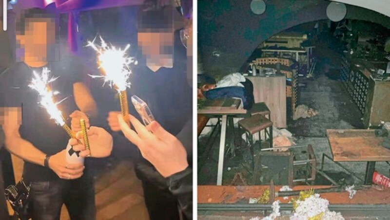 Sternspritzer, mit denen Partygäste hantierten, könnten die Flammenhölle in Graz ausgelöst haben. (Bild: zVg, Jörg Schwaiger, Sepp Pail, Krone KREATIV)