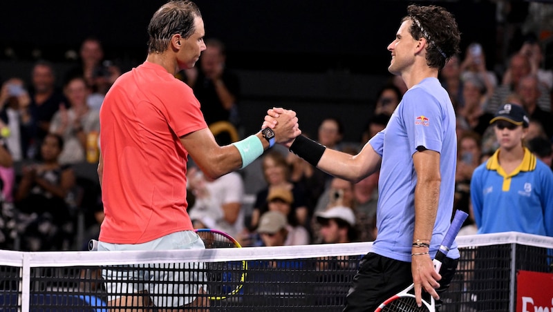 Kennen sich gut: Rafael Nadal (l.) und Dominic Thiem (Bild: APA/AFP/William WEST)