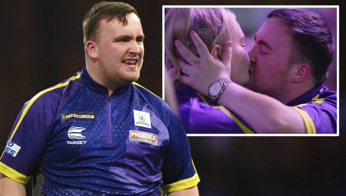 Everything was still fine at the World Cup: Luke Littler kissing his girlfriend Eloise Milburn.
