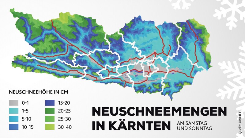 Die Neuschneemengen dürften gering ausfallen. (Bild: Krone KREATIV/ Ubimet)