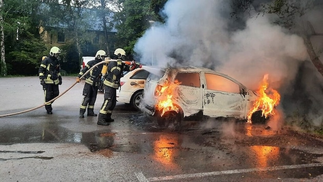 Am 30. Mai wurde ein Auto in Brand gesteckt. (Bild: FF Bad Vöslau)