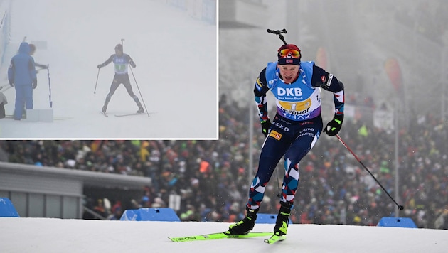 Tarjei Bö (re.) unterlief ein Malheur. (Bild: APA/AFP/Tobias SCHWARZ)