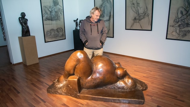 Die Bronze-Figur befindet sich im Atelier von Franz Gyolcs am Kleylehof. (Bild: Charlotte Titz)