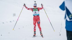 Anna Andexer jubelt über ihren ersten Stockerlplatz im IBU-Cup. (Bild: Biathlonzentrum Martell/Josef Plaickner)