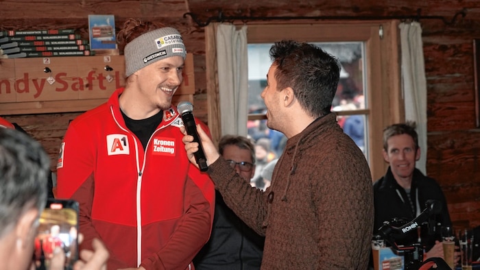 Manuel Feller im Gespräch mit krone.at-Sportchef Michael Fally
