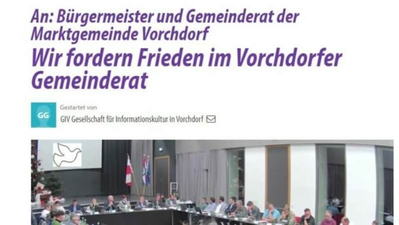 Die Gesellschaft für Informationskultur in Vorchdorf ruft zu Frieden im Gemeinderat auf.  (Bild: ZVG)