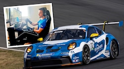 Raphael Rennhofer fährt virtuell bereits einen Porsche. (Bild: Scherer Sport, zVg, Krone KREATIV)