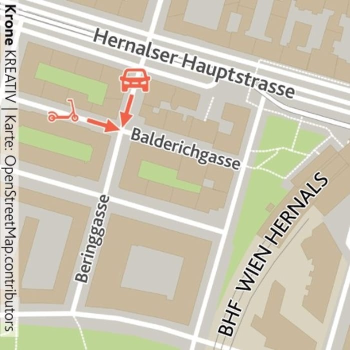 Die Beinahe-Kollision: Der Scooter-Fahrer fuhr gegen die Einbahn in die Kreuzung.