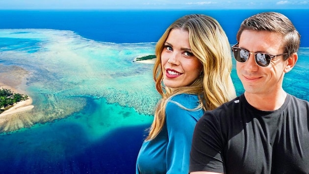Redbull-Erbe Mark Mateschitz und Kristall-Lady Victoria Swarovski verbringen wunderschöne Tage auf der eigenen Fidschi-Insel Laucala. (Bild: Krone KREATIV,)