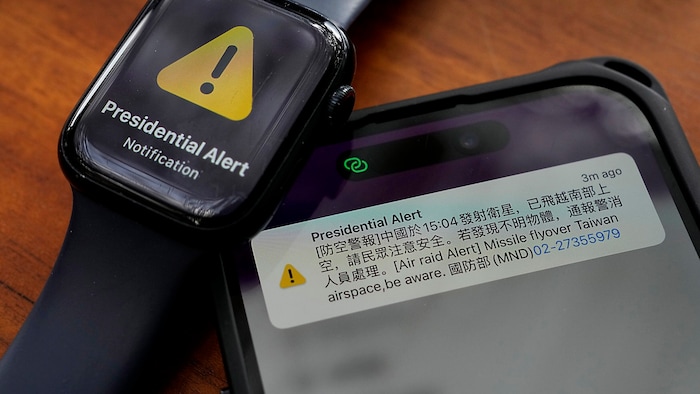 Alarmierung auf taiwanesischen Handys und Smartwatches