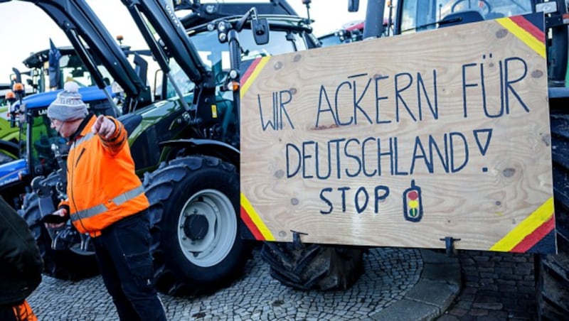 Bauernprotest in Dresden (Bild: APA/AFP/JENS SCHLUETER)