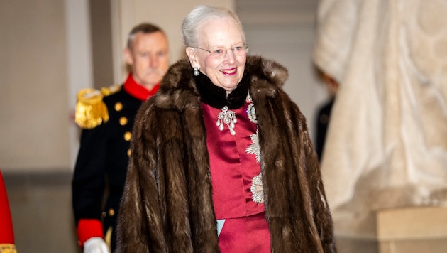 Königin Margrethe beim Neujahrsempfang auf Schloss Christiansborg am 3. Jänner 2024 (Bild: APA/AFP/Ritzau Scanpix/Ida Marie Odgaard)