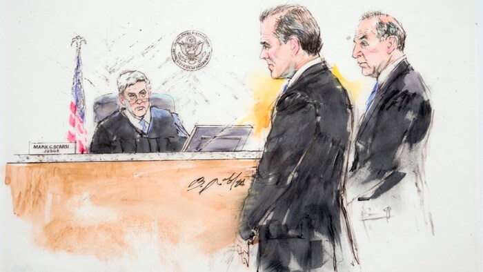 Hunter Biden (m.) vor Richter Mark C. Scarsi und Anwalt Abbe Lowell