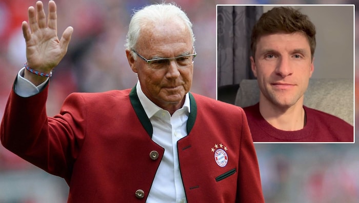Thomas Müller (re.) verabschiedet sich in einem Video auf Instagram mit emotionalen Worten von Vereinslegende Franz Beckenbauer.