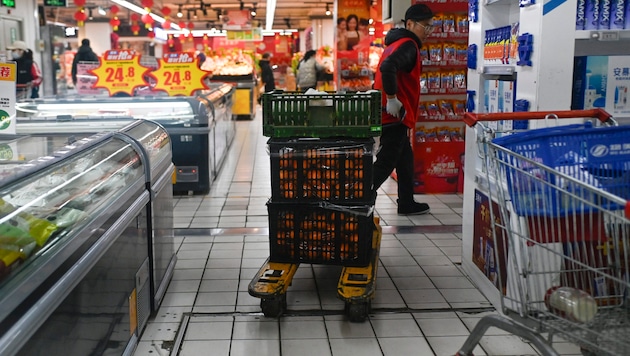 Ein Supermarkt in Peking
