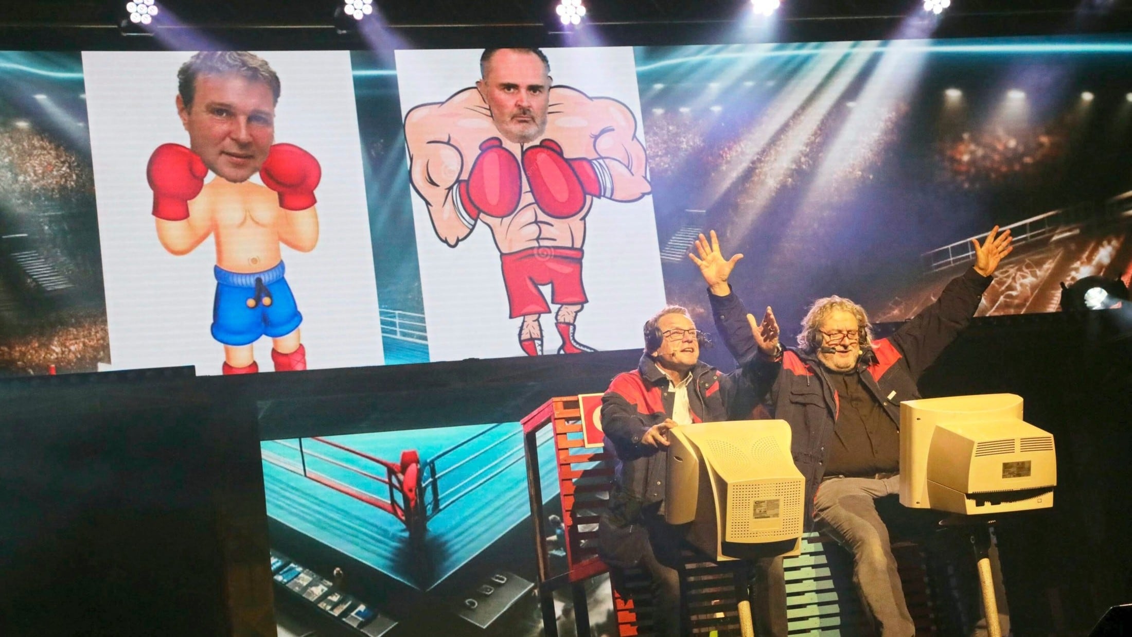Im Ring: Dynamo Andi Babler gegen HP Lokomotive Doskozil. Harald Janesch und Siegfried Torta kommentieren den Kampf des Jahres. (Bild: Uta Rojsek-Wiedergut) Im Ring: Dynamo Andi Babler gegen HP Lokomotive Doskozil. Harald Janesch und Siegfried Torta kommentieren den Kampf des Jahres. (Bild: Uta Rojsek-Wiedergut)