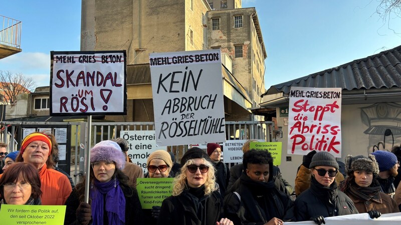 Protest bei der Rösselmühle (Bild: Fanny Gasser)