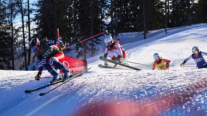 Lussnig (2nd from left) put the pedal to the metal on the course.