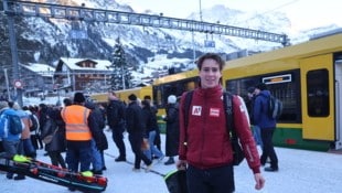 Debütant Moritz Zudrell kam Samstagnachmittag in Wengen an. (Bild: Christof Birbaumer/Kronenzeitung)