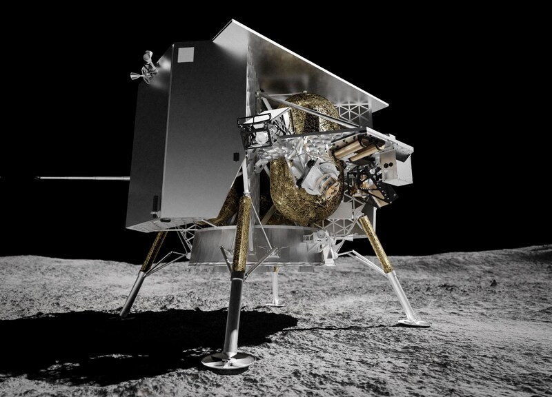 Künstlerische Illustration: So sollte „Peregrine“ auf dem Mond aufsetzen. (Bild: Astrobotic Technology via AP)