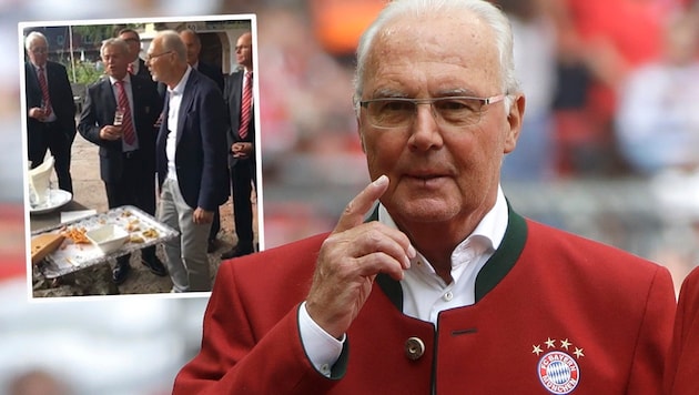 Franz Beckenbauer singt mit seinen Golf-Freunden. (Bild: AP, twitter, krone.at-grafik)