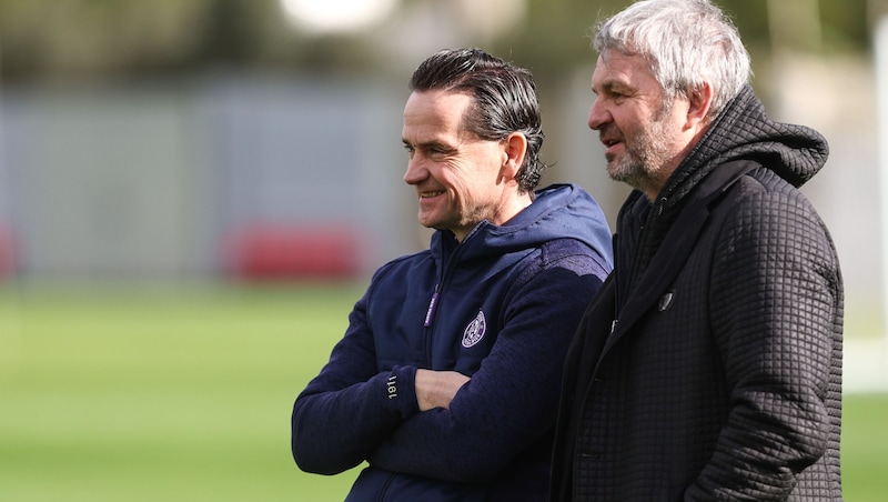 Sports Director Jürgen Werner (right) with President Kurt Gollowitzer. (Bild: GEPA pictures)