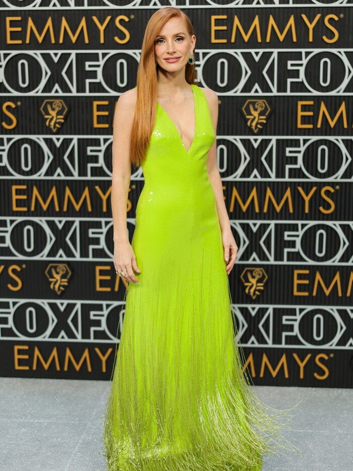 Jessica Chastain trug die wohl auffälligste Farbe des Abends.