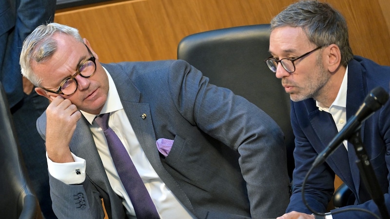 Norbert Hofer with FPÖ party leader Herbert Kickl (Bild: APA/Roland Schlager)