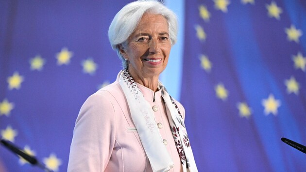 EZB-Chefin Christine Lagarde blickt zuversichtlich in die Zukunft. (Bild: AFP)