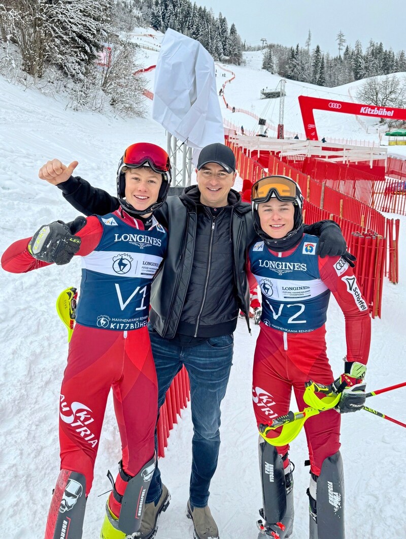 Andreas Gabalier mit den Vorläufern Thomas Rass (li.) und Dominik Zimmermann  (Bild: Sepp Pail)