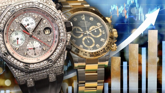 Luxusuhren sind gefragt, bergen als Anlageprodukte aber auch Risiken. Wir erklären, wann sich ein Investment lohnt. (Bild: EMMANUEL DUNAND/AFP/picturedesk.com, stock.adobe.com, Krone KREATIV)