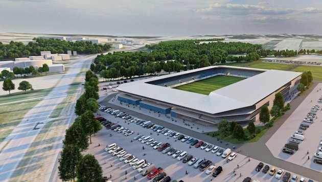 Der Traum der Hartberger - ein eigenes Stadion. So könnte es laut Planung aussehen. (Bild: ©IFS Sportstättenberatung GmbH)